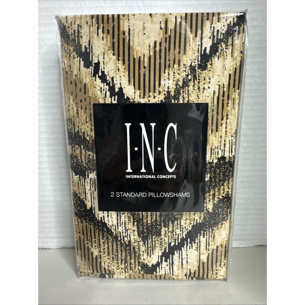 INC International Concepts Pair of Cleo Standard Shams Animal Print  Brown Black